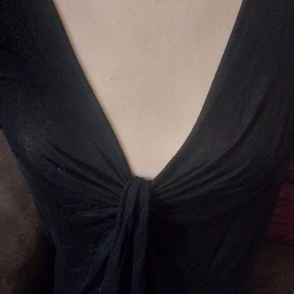 Natori Black Ruched Short Cap Sleeve T-Shirt - Picture 2 of 6